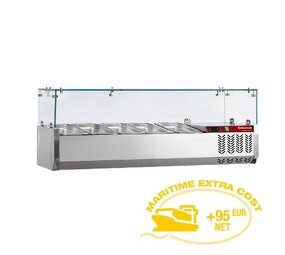 Diamond Gekoelde opzetstructuur 5x gn 1 4 - 150 mm, met glasopbouw