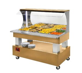 Diamond Warm wandbuffet, bain-marie, 4x gn 1 1-150 (licht eiken hout)