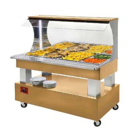Diamond Warm wandbuffet, bain-marie, 4x gn 1 1-150 (licht eiken hout) | ABM/4N-D1