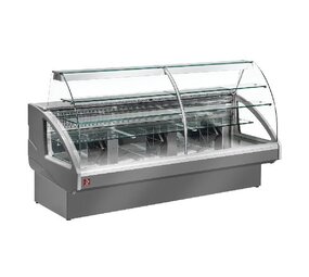 Diamond Gekoelde vitrinetoonbank, statisch, ladensysteem, zonder reserve - grijs