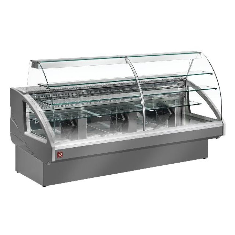 Diamond Gekoelde vitrinetoonbank, statisch,  ladensysteem, zonder reserve - grijs | UT14/G5-R2