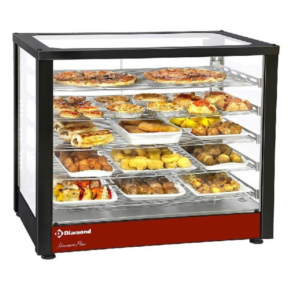 Diamond Verwarmd uitstalraam geventileerd, 5 niveaus, panoramisch (zwart) | HSD5-B2