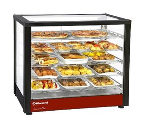 Diamond Verwarmd uitstalraam geventileerd, 5 niveaus, panoramisch (zwart)