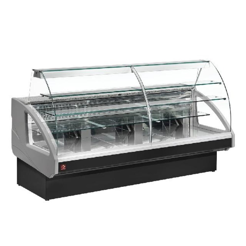 Diamond Gekoelde vitrinetoonbank, statisch, ladensysteem, zonder reserve - grijs zwart | UT29/C4-R2