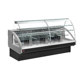 Diamond Gekoelde vitrinetoonbank, statisch, ladensysteem, zonder reserve - grijs zwart