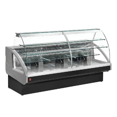 Diamond Gekoelde vitrinetoonbank, statisch, ladensysteem, zonder reserve - grijs zwart | UT29/C4-R2