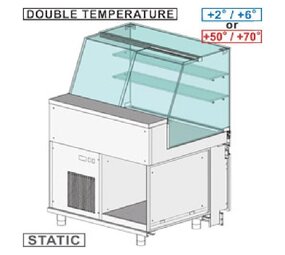 Diamond Gekoelde & verwarmde vitrine toonbank en & gn, hoog glas, statisch, zonder reserve