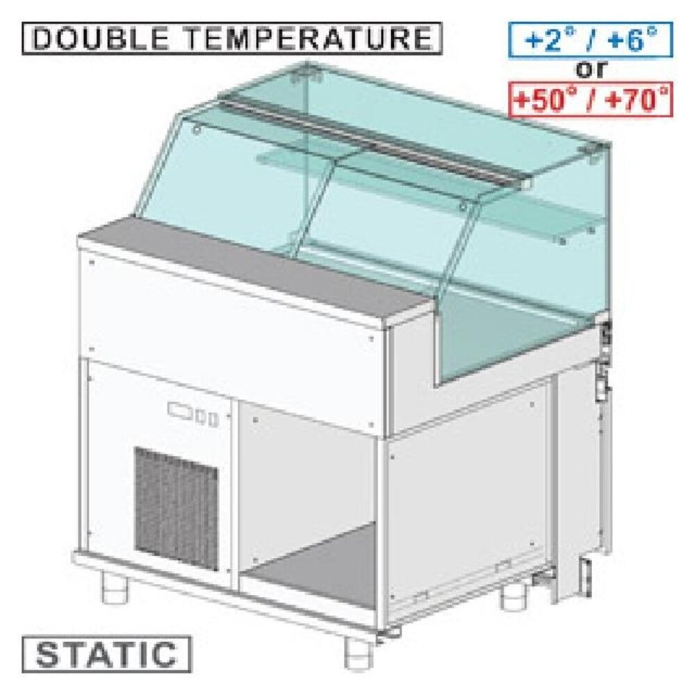 Diamond Gekoelde & verwarmde vitrine toonbank en & gn, laag glas, statisch, zonder reserve | CFB10X
