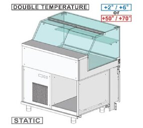 Diamond Gekoelde & verwarmde vitrine toonbank en & gn, laag glas, statisch, zonder reserve