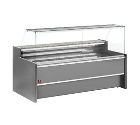 Diamond Geventileerde gekoelde vitrinetoonbank- met recht frontglas 90° met reserve - grijs