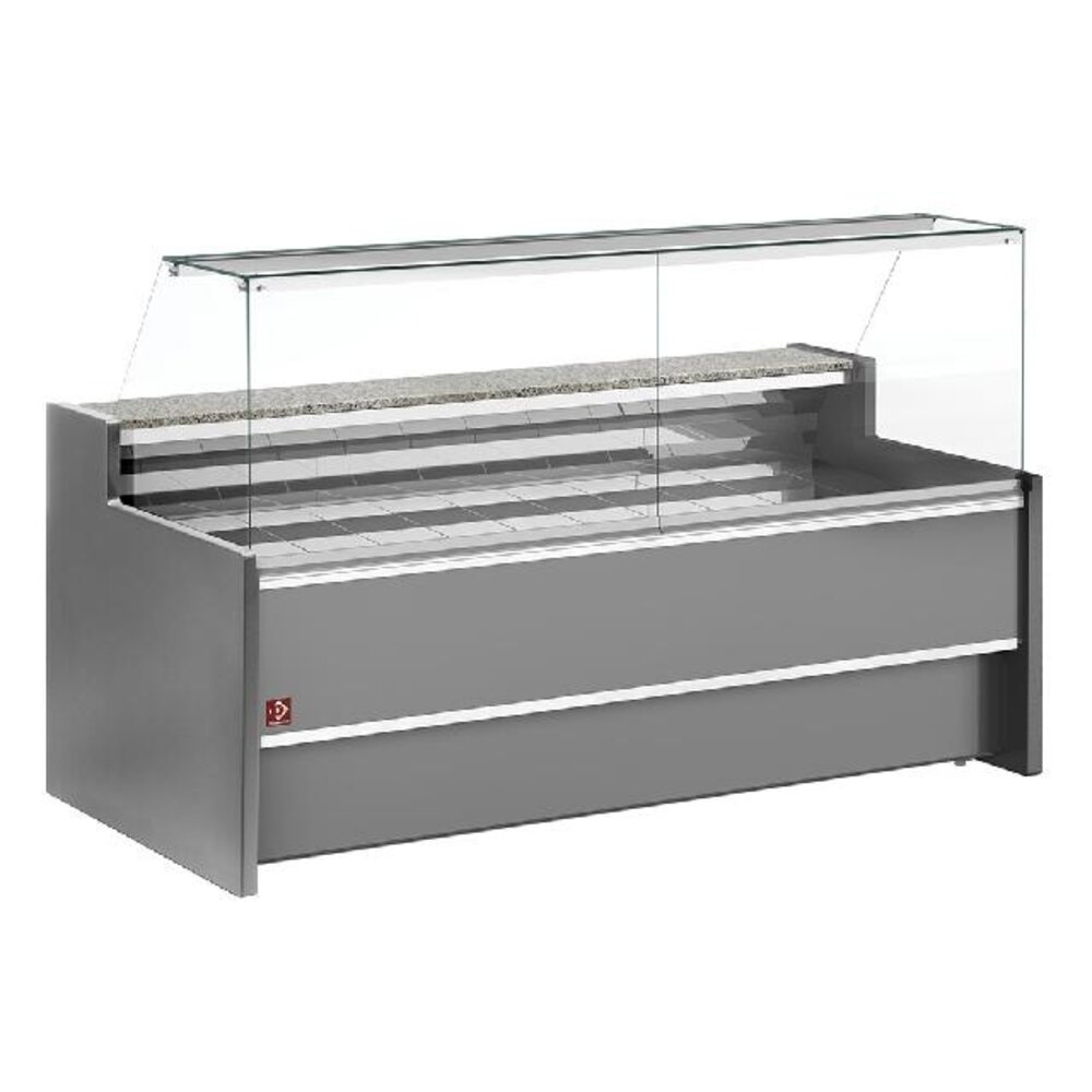 Diamond Geventileerde gekoelde vitrinetoonbank- met recht frontglas 90° met reserve - grijs | FC20/G8-VR2