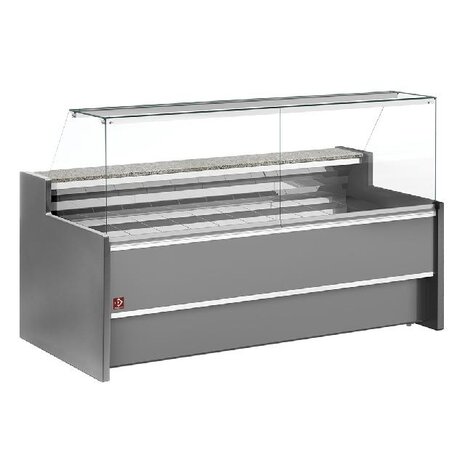 Diamond Geventileerde gekoelde vitrinetoonbank- met recht frontglas 90° met reserve - grijs | FC15/G8-VR2 Diamond Geventileerde gekoelde vitrinetoonbank- met recht frontglas 90° met reserve - grijs | FC15/G8-VR2