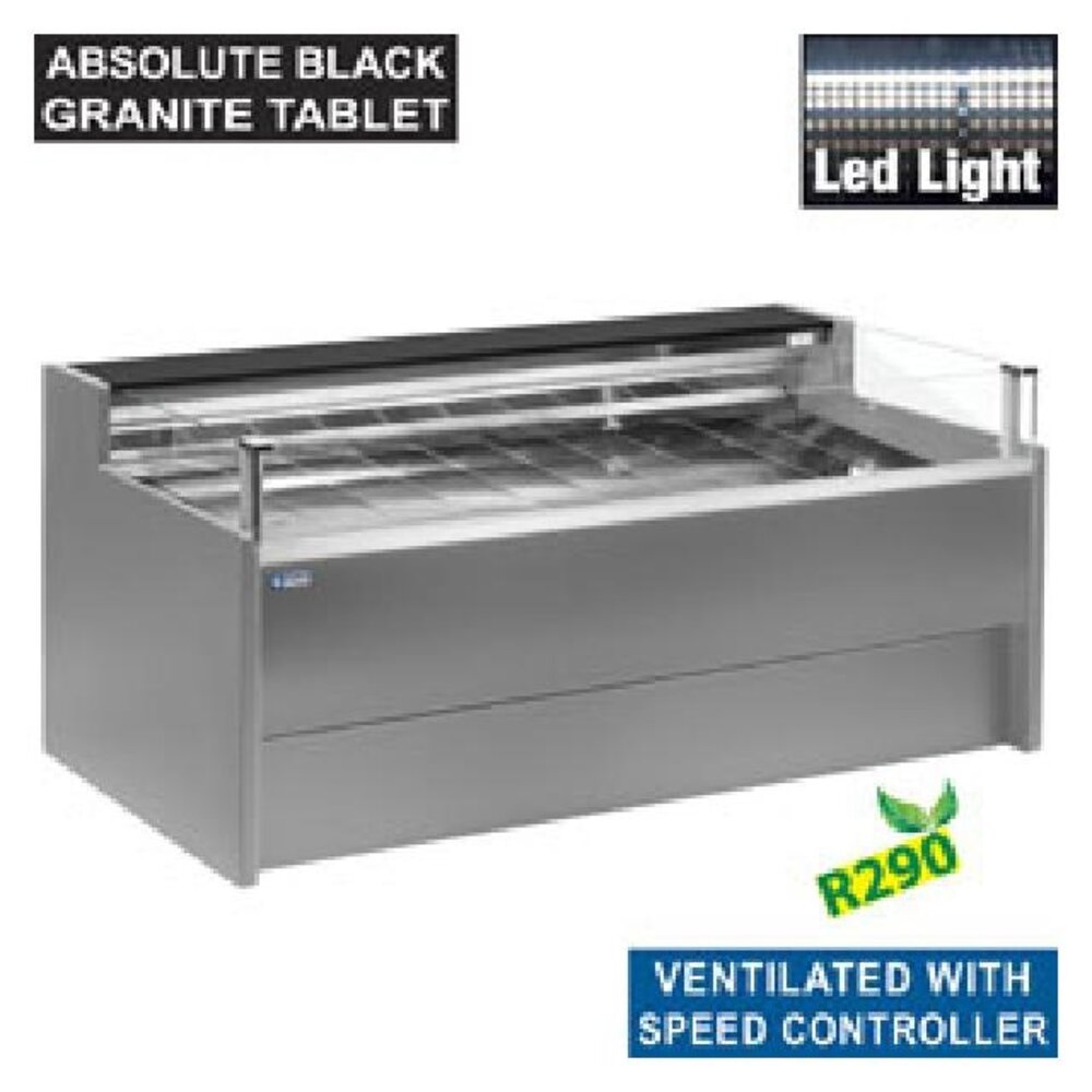 Diamond Gekoelde toonbank met glas self-service, geventileerd, met reserve - grijs | VZ20/G8-VR2/SS