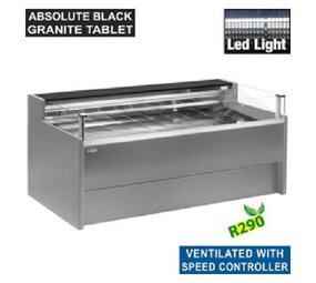 Diamond Gekoelde toonbank met glas self-service, geventileerd, met reserve - grijs