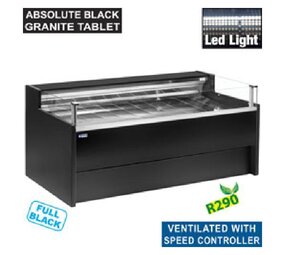 Diamond Gekoelde toonbank met glas self-service, geventileerd, , met reserve - zwart Diamond Gekoelde toonbank met glas self-service, geventileerd, , met reserve - zwart