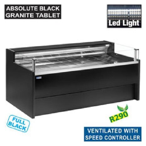 Diamond Gekoelde toonbank met glas self-service, geventileerd, , met reserve - zwart | VZ15/B5-VR2/SS Diamond Gekoelde toonbank met glas self-service, geventileerd, , met reserve - zwart | VZ15/B5-VR2/SS