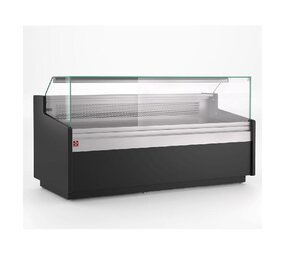 Diamond Geventileerde vitrinetoonbank, met laag glas, met reserve – zwart Diamond Geventileerde vitrinetoonbank, met laag glas, met reserve – zwart