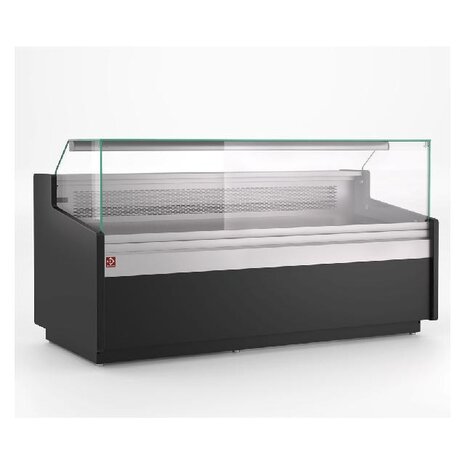 Diamond Geventileerde vitrinetoonbank, met laag glas,  met neutrale reserve – zwart | ATL/13-BN-B5