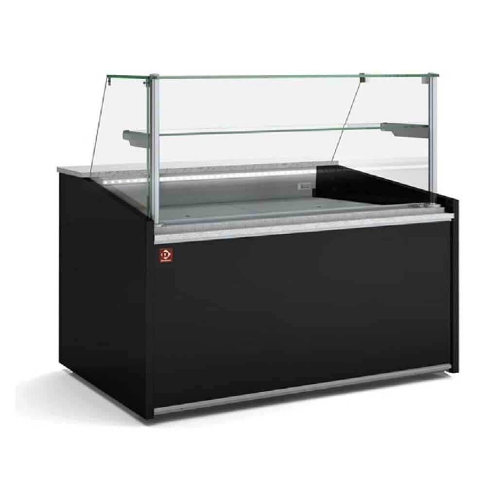 Diamond Geventileerde toonbank, hoog glas, met opbergruimte - zwart | DET/15-AV-B5