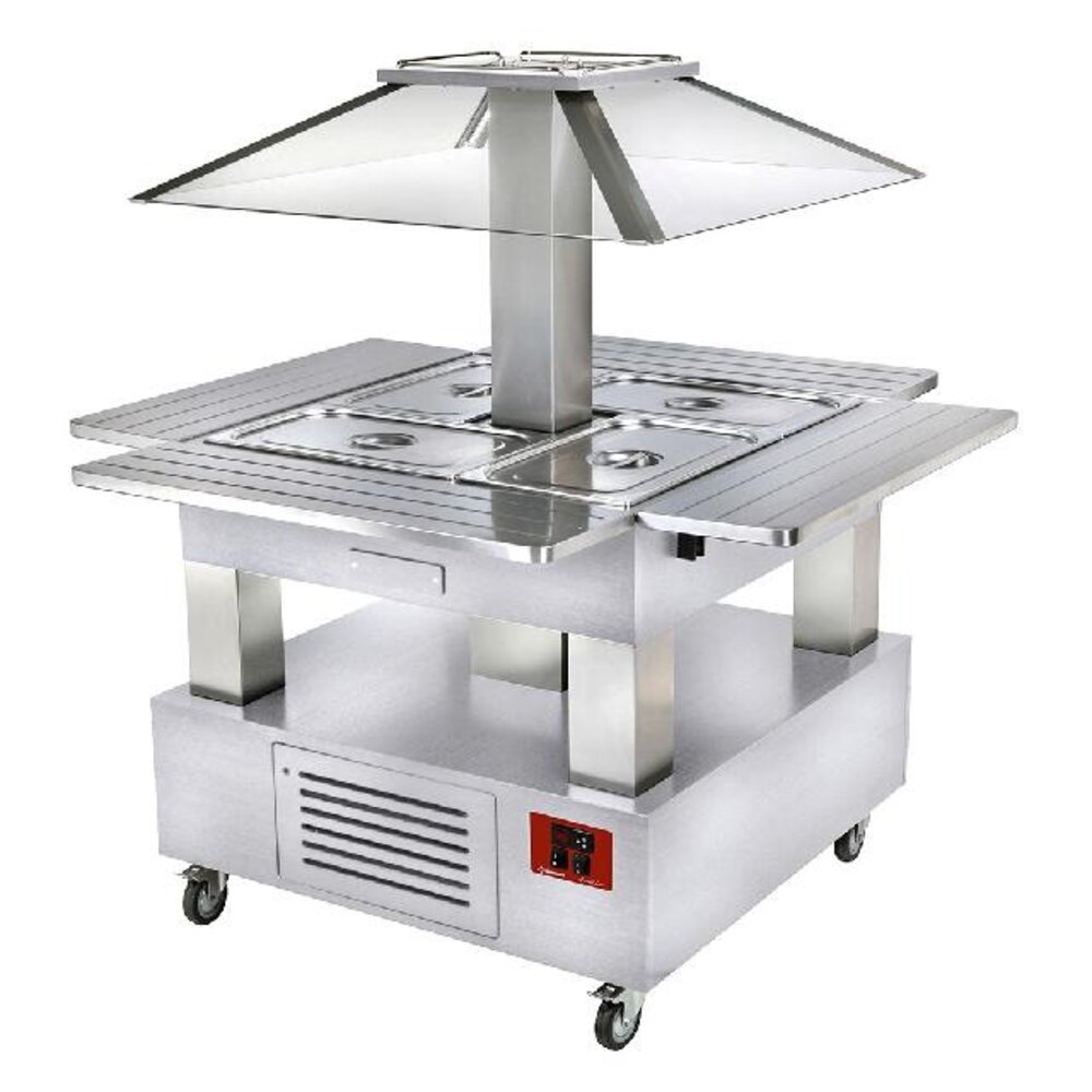 Diamond Eiland buffet - salad bar, gekoeld, 4x gn 1 1-150 (wit hout) | CSB/4D-A1-R2