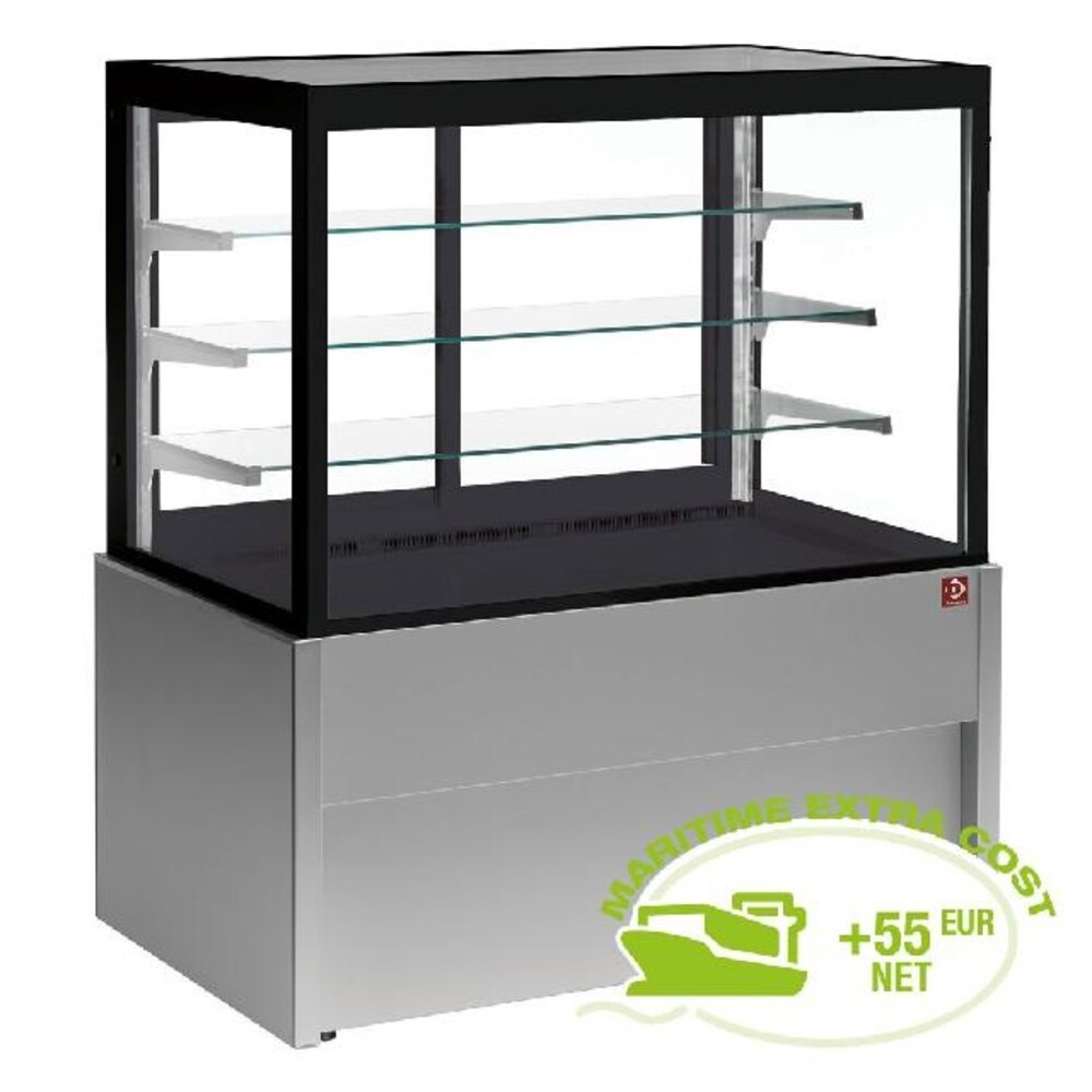 Diamond Panoramische gekoelde uitstaltoonbank, geventileerd, 4 niveaus, zonder reserve - grijs | CB15V-G5/P2