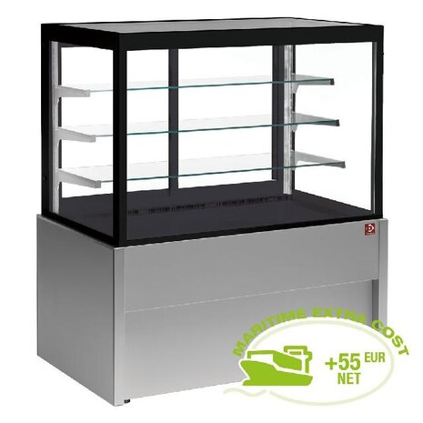 Diamond Panoramische gekoelde uitstaltoonbank, geventileerd, 4 niveaus, zonder reserve - grijs | CB15V-G5/P2