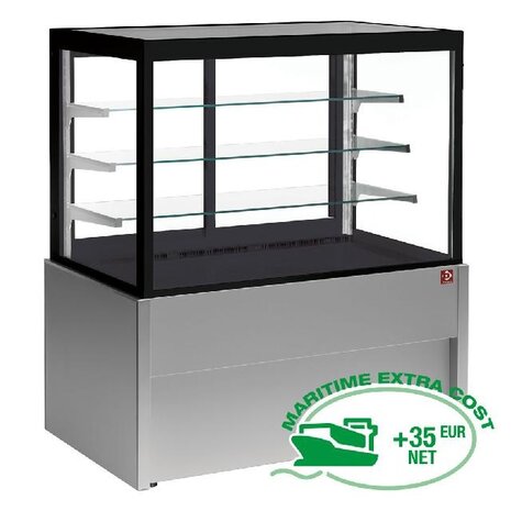 Diamond Panoramische gekoelde uitstaltoonbank, geventileerd, 4 niveaus, zonder reserve - grijs | CB12V-G5/P2