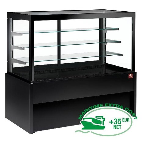 Diamond Panoramische gekoelde uitstaltoonbank, geventileerd, 4 niveaus, zonder reserve - zwart | CB12V-B9/P2