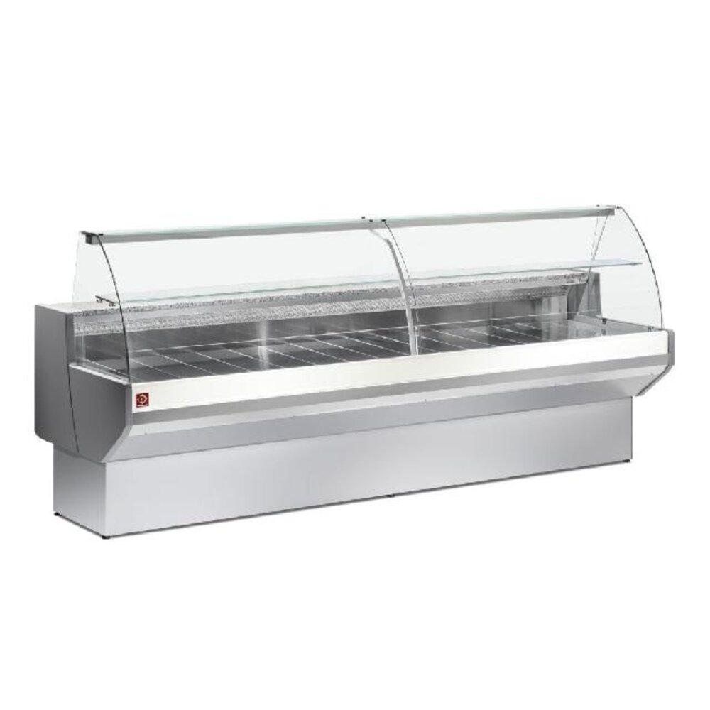 Diamond Gekoelde vitrinetoonbank gebogen ruit, geventileerd, met reserve - grijs wit | ML30/E8-VV/R2