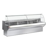 Diamond Gekoelde vitrinetoonbank met gebogen ruiten, met reserve - grijs wit Diamond Gekoelde vitrinetoonbank met gebogen ruiten, met reserve - grijs wit