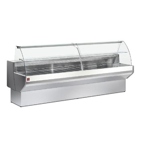 Diamond Gekoelde vitrinetoonbank met gebogen ruiten, met reserve - grijs wit | ML30/E8-R2