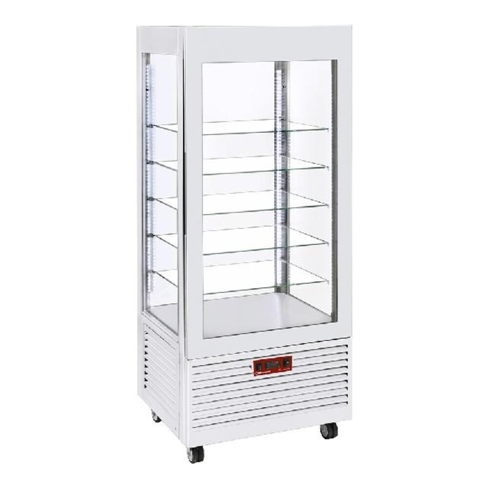 Diamond Vitrine 4 zijden t° positief, 5 niveaus in glas, geventileerd, 480 lit., wit | INN/VN-W5-R2