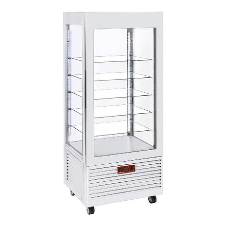 Diamond Vitrine 4 zijden t° positief, 5 niveaus in glas, geventileerd, 480 lit., wit | INN/VN-W5-R2