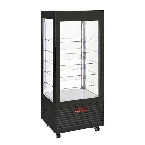 Diamond Vitrine 4 zijden t° positief, 5 niveaus in glas, geventileerd, 480 lit., zwart | INN/VN-B9-R2