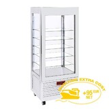 Diamond Vitrine 4 zijden t° negatief, 5 niveaus in glas, geventileerd, 480 lit., wit