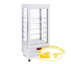 Diamond Vitrine 4 zijden t° negatief, 5 niveaus in glas, geventileerd, 480 lit., wit