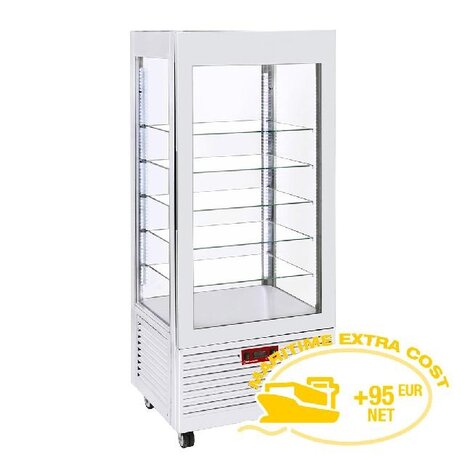 Diamond Vitrine 4 zijden t° negatief, 5 niveaus in glas, geventileerd, 480 lit., wit | INN/VB-W5-R2