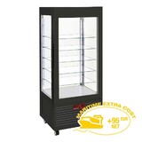 Diamond Vitrine 4 zijden t° negatief, 5 niveaus in glas, geventil, 480 lit., zwart