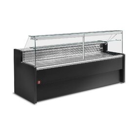 Diamond Gekoelde vitrinetoonbank met rechte ruit 90°, met reserve - zwart