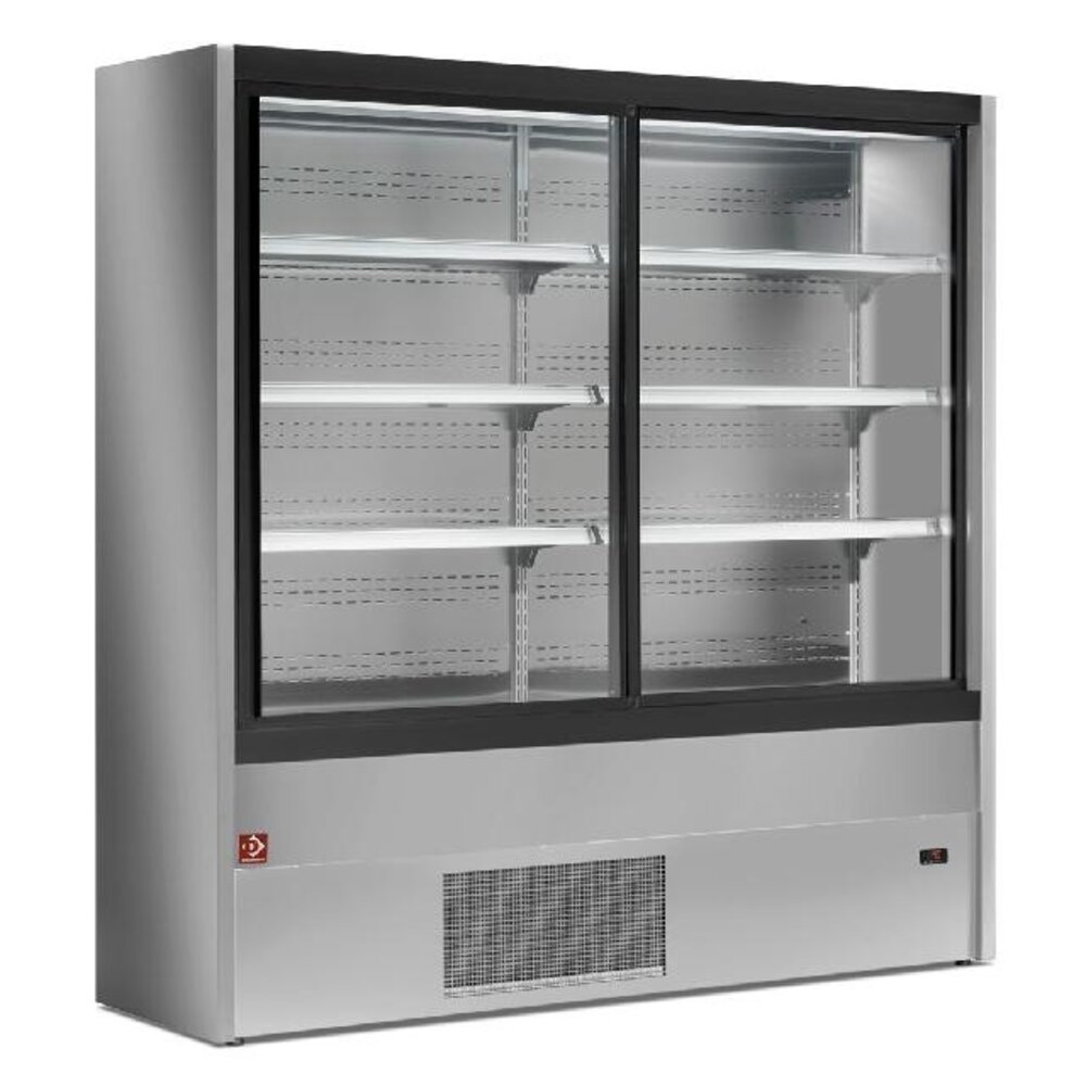 Diamond Gekoeld wandmeubel, geventileerd met glazen schuifdeuren - grijs | PD20/A7-R2