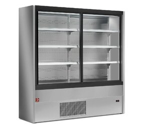 Diamond Gekoeld wandmeubel, geventileerd met glazen schuifdeuren - grijs