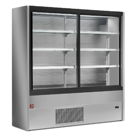 Diamond Gekoeld wandmeubel, geventileerd met glazen schuifdeuren - grijs | PD12/A7-R2