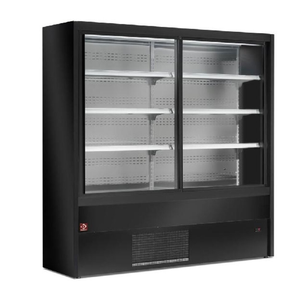 Diamond Gekoeld wandmeubel, geventileerd met glazen schuifdeuren - zwart | PD10/B5-R2
