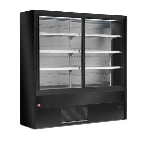 Diamond Gekoeld wandmeubel, geventileerd met glazen schuifdeuren - zwart | PD10/B5-R2
