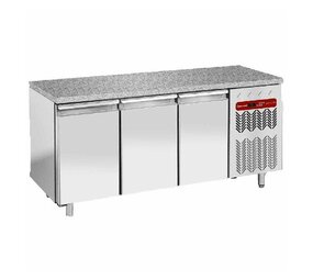 Diamond Diepvriestafel, geventileerd, 3 deuren en 600x400 - top in graniet
