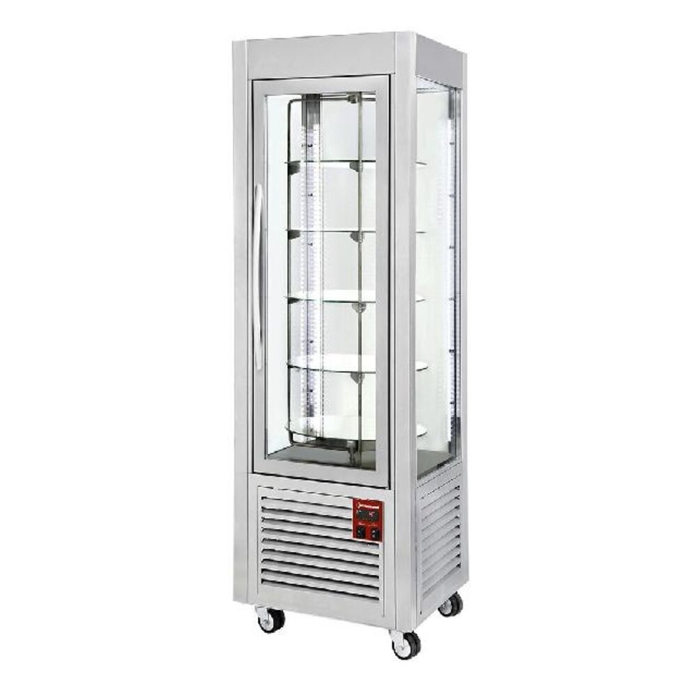 Diamond Panoramische vitrine, 5 draaiende plateaus, 360 lt, rvs. | SNE/RN-A5-R2 Diamond Panoramische vitrine, 5 draaiende plateaus, 360 lt, rvs. | SNE/RN-A5-R2