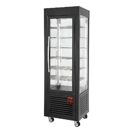 Diamond Gekoelde vitrine, 5 roosters, geventileerd, 360 lt, zwart | SNE/GB-B7-R2