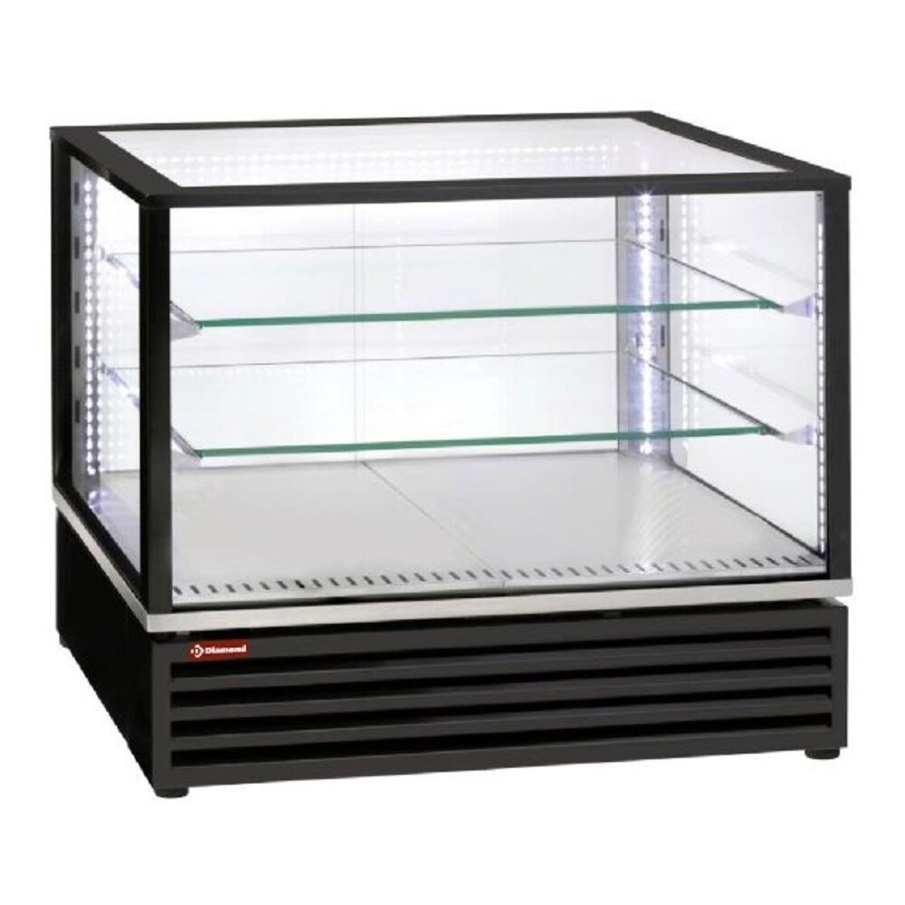 Diamond Gekoelde vitrine, en of gn, geventileerd, 3 niveaus, zwart | VRDP-B1-R2