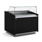 Diamond Neutrale vitrine toonbank, laag glas, met neutrale opbergruimte - zwart