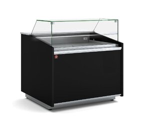 Diamond Neutrale vitrine toonbank, laag glas, met neutrale opbergruimte - zwart Diamond Neutrale vitrine toonbank, laag glas, met neutrale opbergruimte - zwart